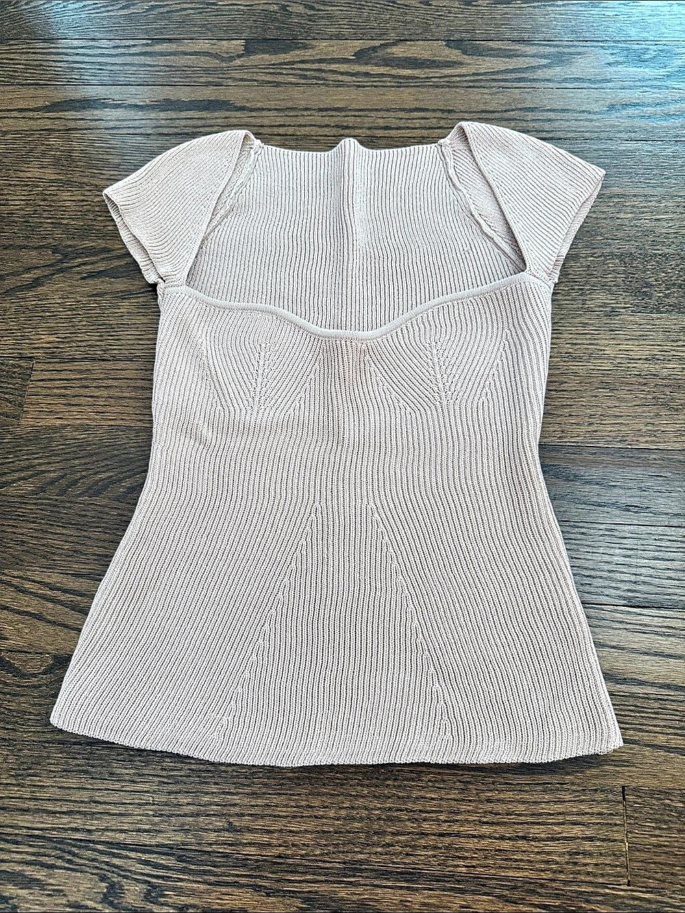 Source Unknown Ribbed Sweetheart Short Sleeve Top Pink